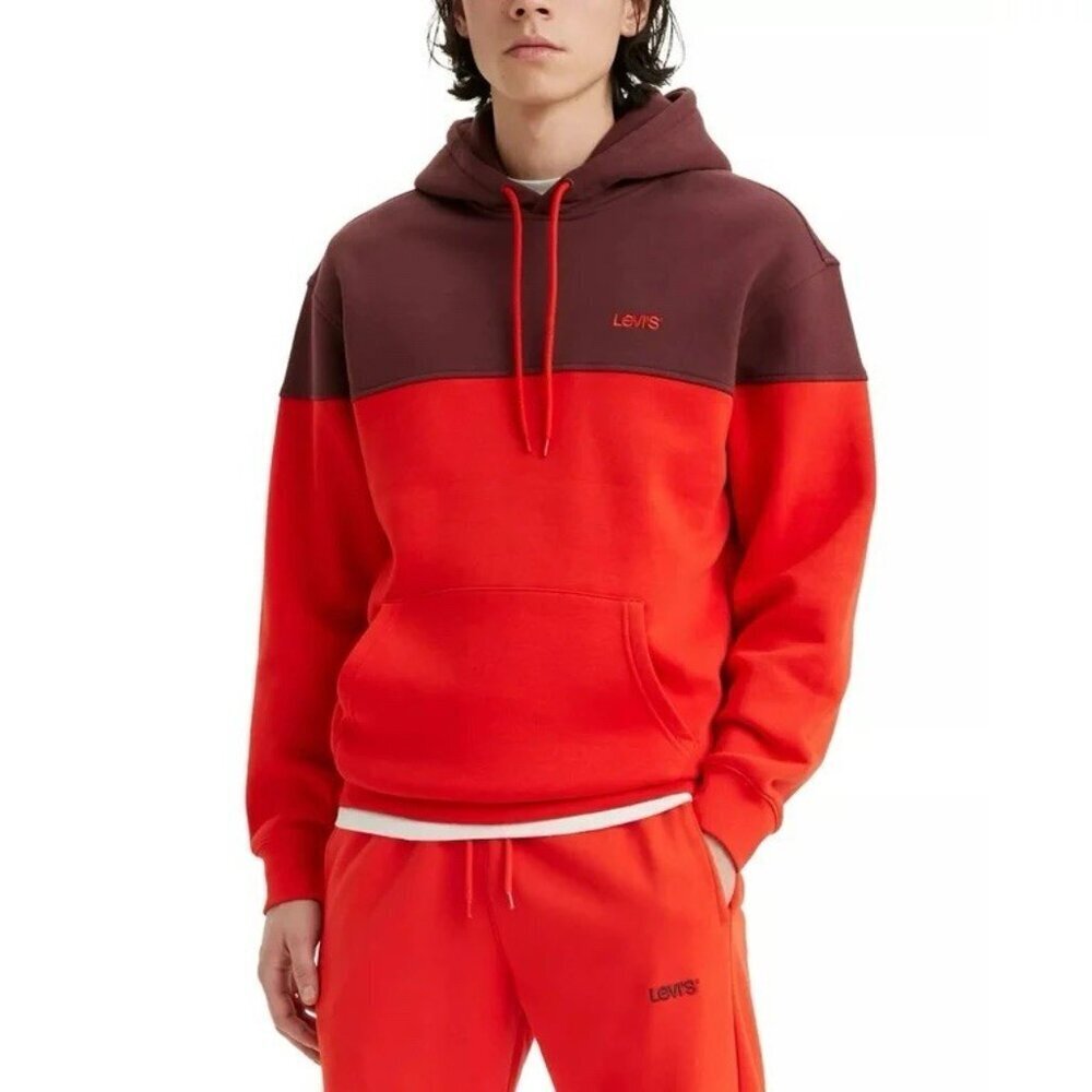 Levi's Mens Big and Tall Sweats Hoodie Size 2XL Tall Colorblock Relaxed Fit 2XLT